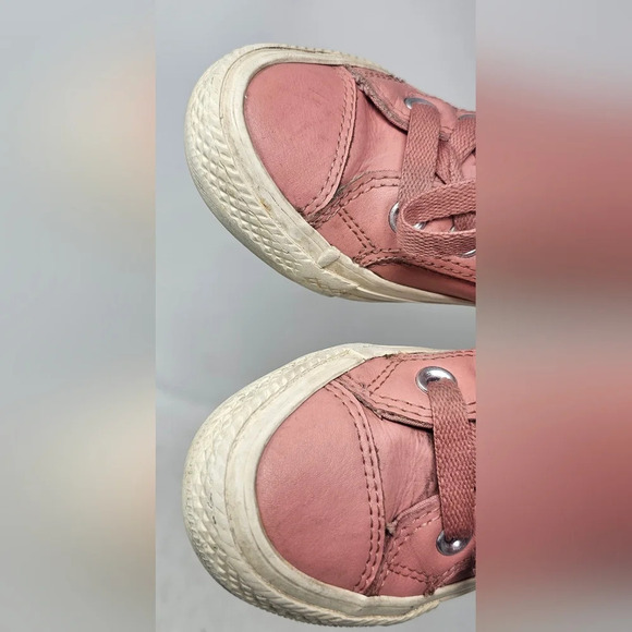 Converse All Star Chuck Taylor Hi Tops Pink Leathe Juniors Size 13 - Picture 2 of 12